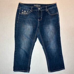 Love Indigo Premium embellished denim capri jeans size 12